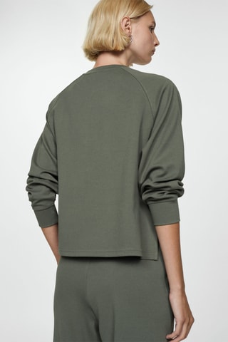 Sweat-shirt coutures décoratives - Kaki