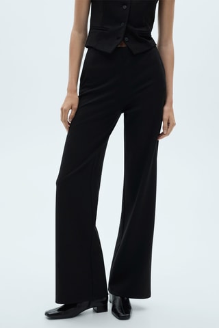 Pantalon droit maille point de Rome - Noir