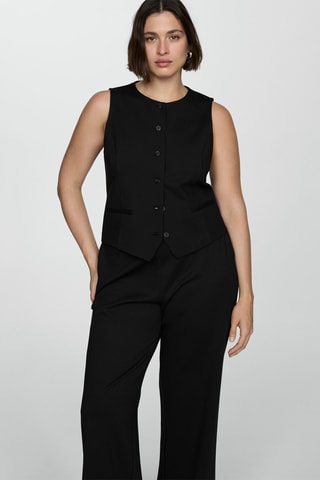 Pantalon droit maille point de Rome - Noir