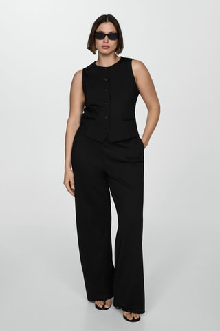 Pantalon droit maille point de Rome - Noir