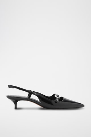 Chaussures talon ouvertes à l'arrière boucles - Noir