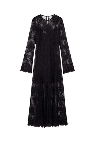 Robe longue semi-transparente dentelle - Noir