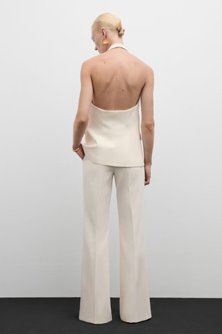 Gilet emmanchures américaines bouton bijou - Écru