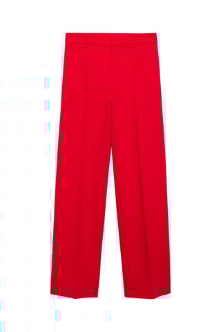 Pantalon droit coutures décoratives - Rouge