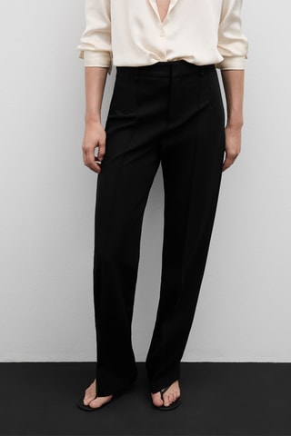 Pantalon droit coutures décoratives - Noir