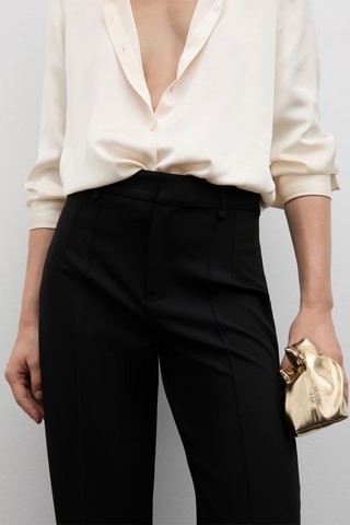 Pantalon droit coutures décoratives - Noir