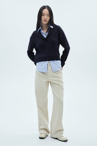 Pull-over chemise combiné - Bleu marine