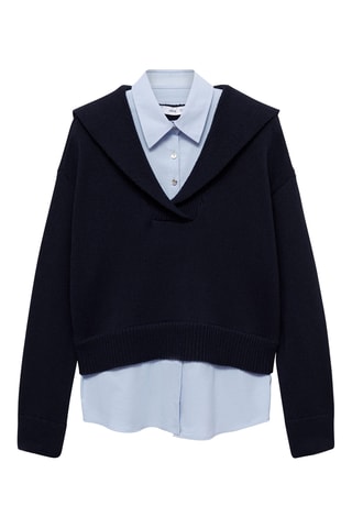 Pull-over chemise combiné - Bleu marine