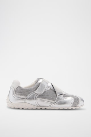 Tennis toile cuir - Argenté
