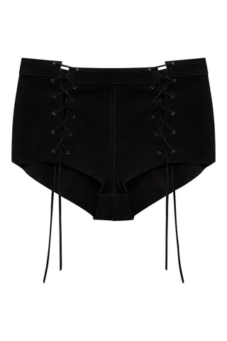 Short cuir ouvertures noeuds - Noir