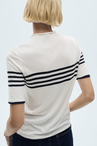 Pull-over rayures maille fine - Écru