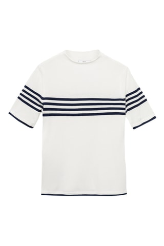 Pull-over rayures maille fine - Écru