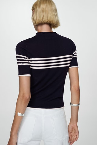 Pull-over rayures maille fine - Bleu marine