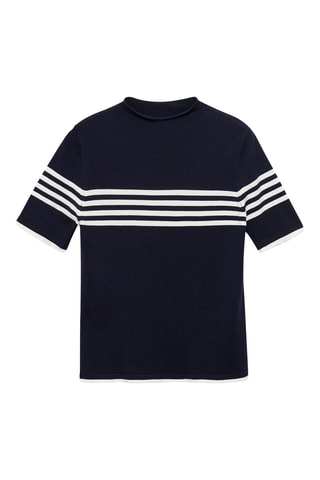 Pull-over rayures maille fine - Bleu marine