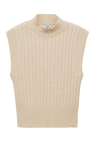 Gilet maille col montant - Gris clair