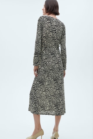 Robe longue imprimé léopard - Écru