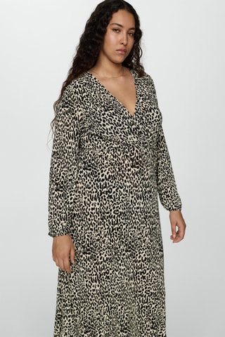 Robe longue imprimé léopard - Écru