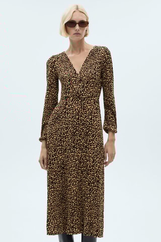Robe longue imprimé léopard - Marron