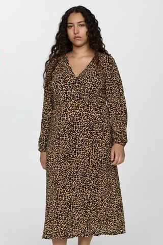 Robe longue imprimé léopard - Marron