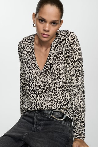 Blouse en imprimé animal - Écru