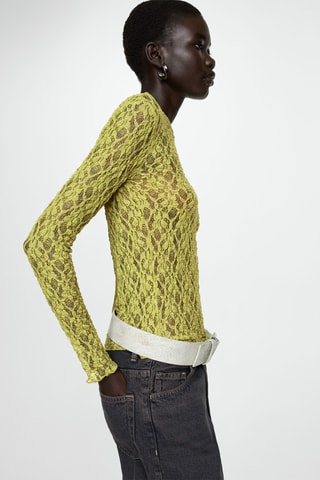 T-shirt dentelle col rond - Vert