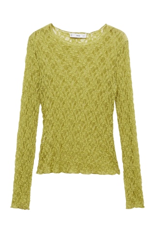 T-shirt dentelle col rond - Vert