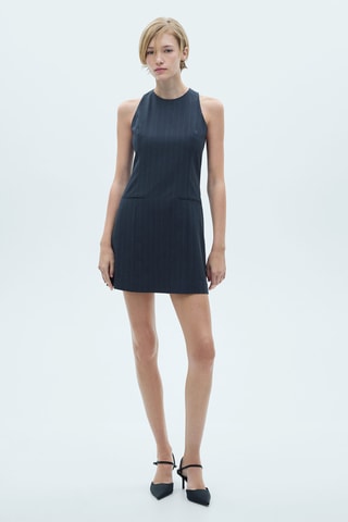 Robe courte fines rayures - Bleu marine foncé