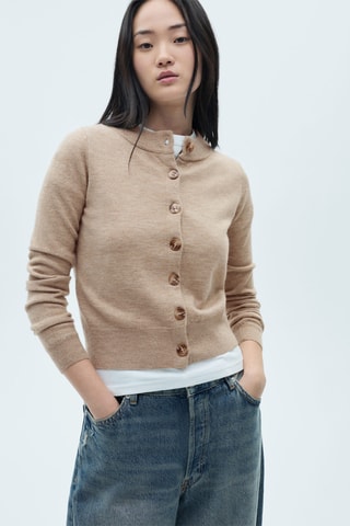 Cardigan col rond boutons - Gris clair
