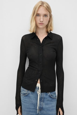 Chemise ajustée manches longues - Noir