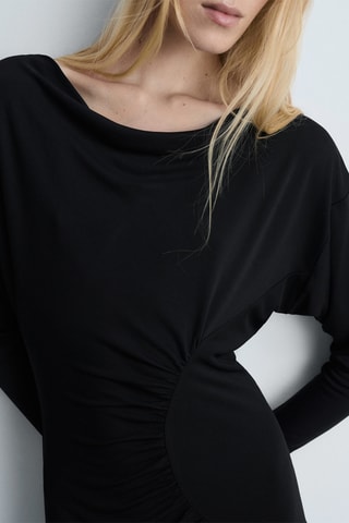 Robe froncée épaules dénudées - Noir