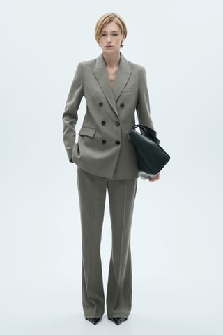 Pantalon de costume flare - Gris clair chiné