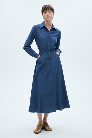Robe chemise jean - Bleu marine