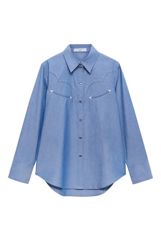 Chemise coton détail studs - Bleu