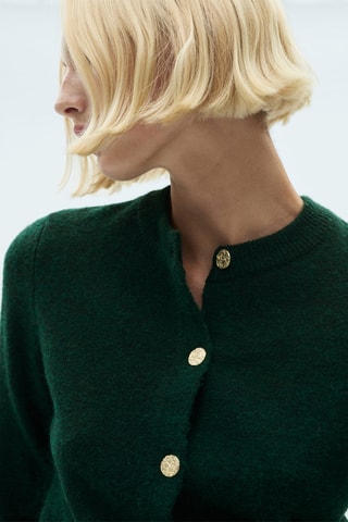 Cardigan maille boutons bijoux - Vert
