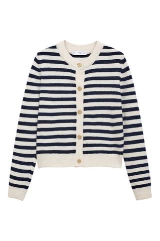 Cardigan maille boutons bijoux - Bleu marine