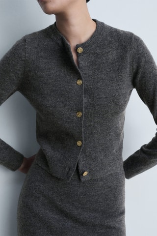 Cardigan maille boutons bijoux - Gris