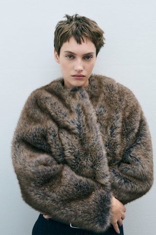 Veste fausse fourrure - Beige