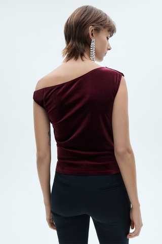 Top velours asymétrique - Bordeaux