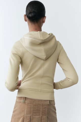 Sweat-shirt coton message brodé - Beige