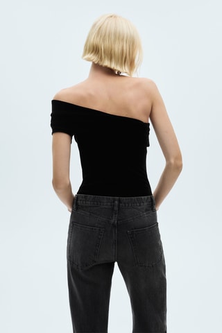 Body asymétrique velours - Noir