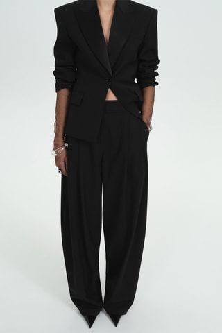 Pantalon en laine à pinces - Noir