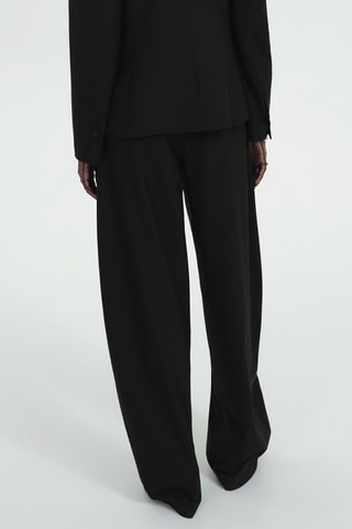 Pantalon en laine à pinces - Noir