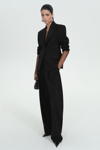Pantalon en laine à pinces - Noir