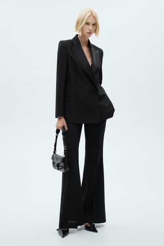 Blazer costume revers satinés - Noir