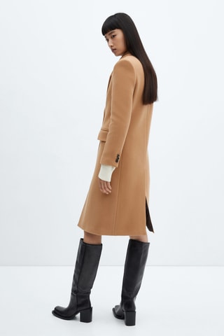 Manteau midi laine vierge - Marron
