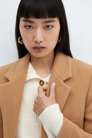 Manteau midi laine vierge - Marron