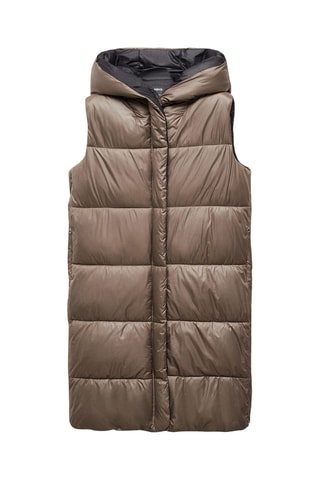 Gilet matelassé long - Marron