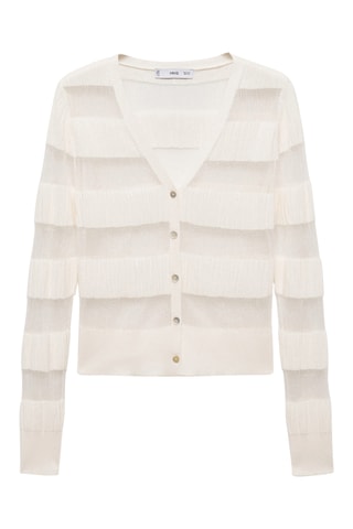 Cardigan texturé semi-transparent - Blanc