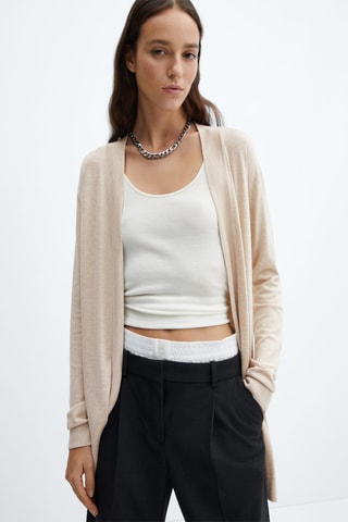 Cardigan maille fine - Sable
