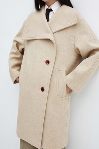 Manteau midi à maxi-revers - Gris clair